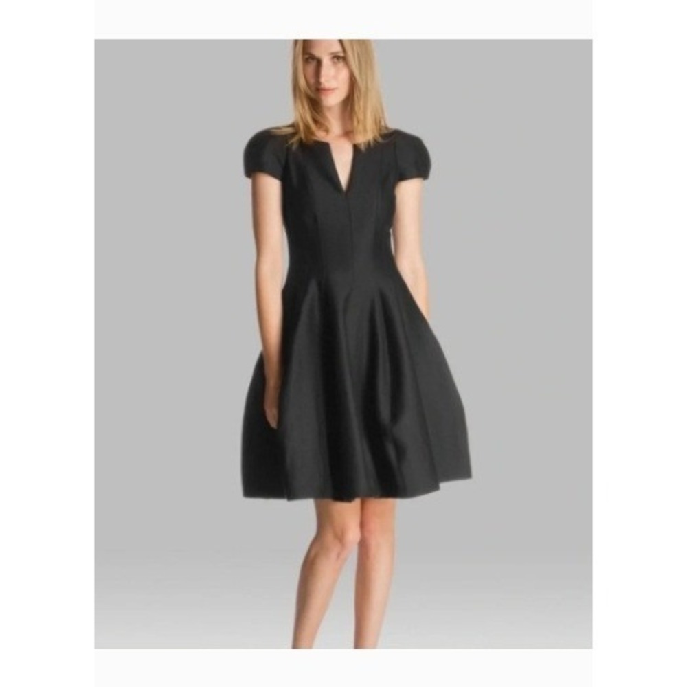Halston Heritage Notch Neck Tulip Black Dress Women's Size 10 Luxury Classic EUC
